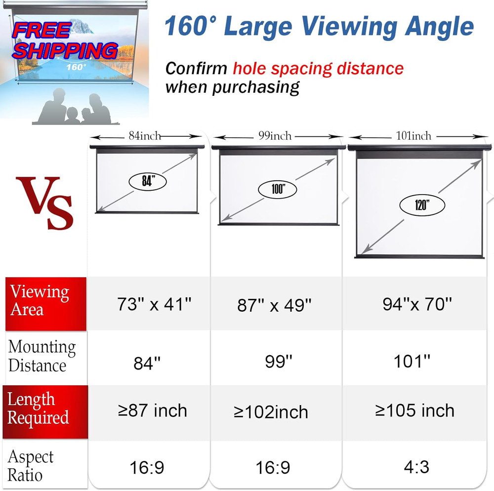 120 Inch Projector Screen Motorized 4:3HD Electric Rising Projector Screen Pull