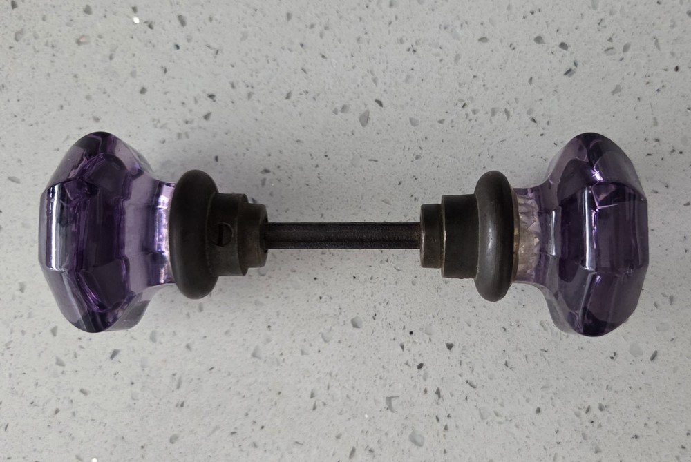Vintage Amethyst Glass Door Handle
