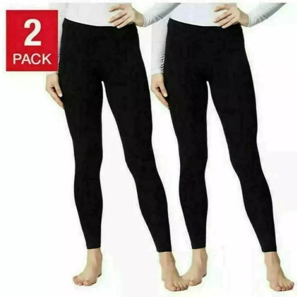 32 Degrees Heat Women's 2-Pack Base Layer Pants, Black, Size M