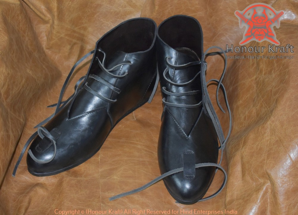 Medieval Style Leather Ankle Boots - Ideal for Reenactment Combat