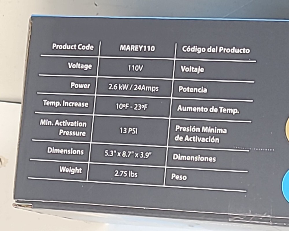 New MAREY 110V 1.5 GPM Electric Mini Tankless Shower Water Heater FREE SHIPPING.