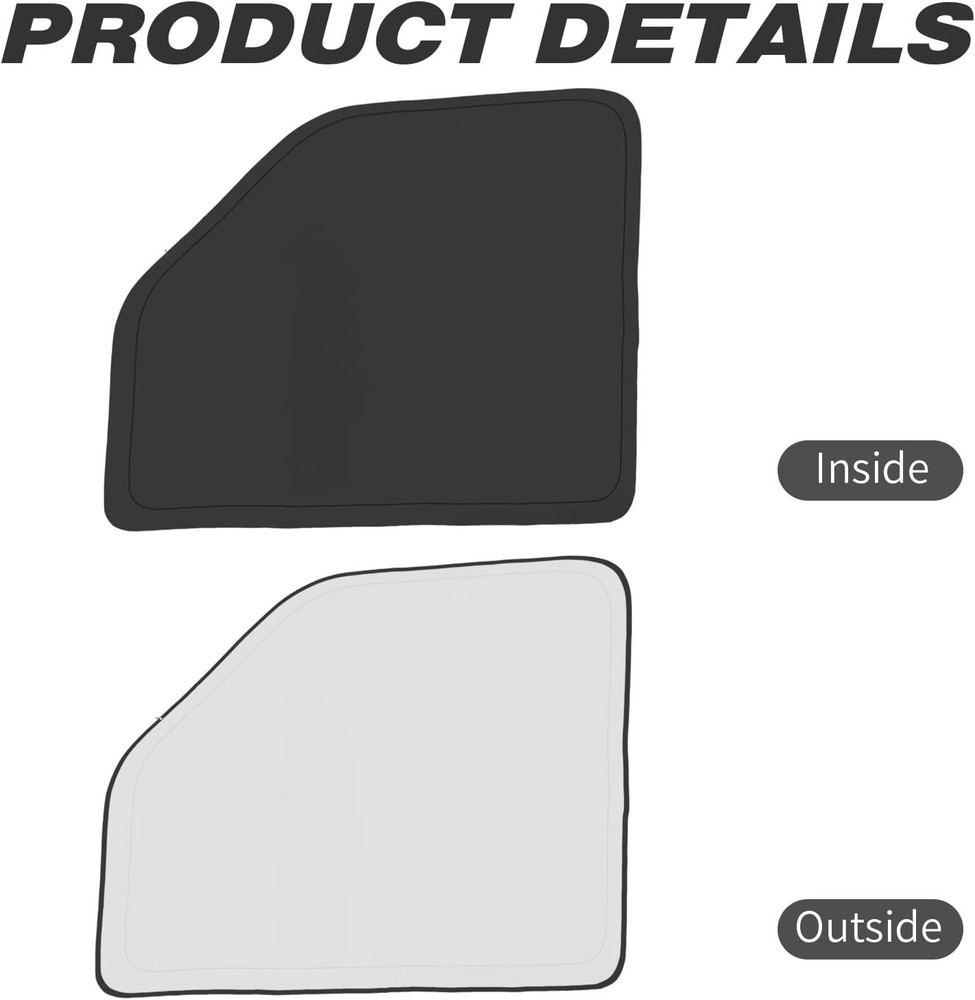 Front Side Window Sun Shade Silver & Black-Fit Ford E-150 E-250 E-350 E-450