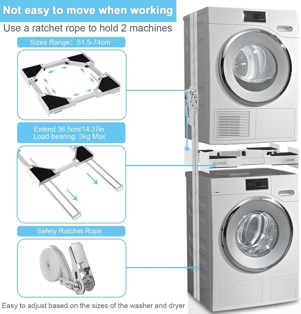 Universal Adjustable Washer & Dryer Stacking Kit with Pull-Out Drying Rack
