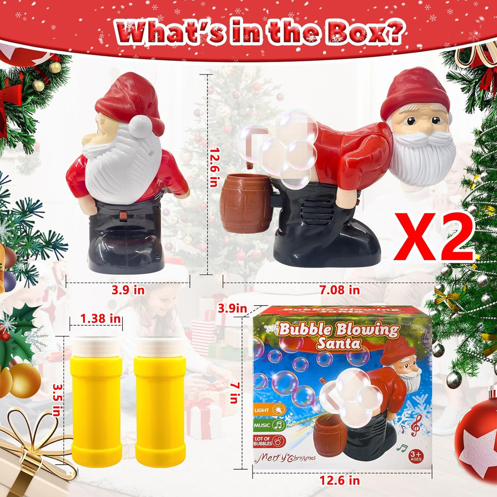 Musical Santa Bubble Blower 2 Pcs Bubble Blowing Santa Bubble Machine with Flash