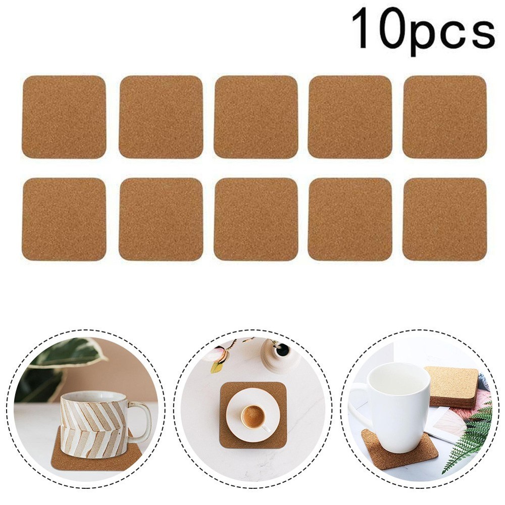 DIY Projects Cork Coasters 10Pcs Square Cork Mat for Crafting and Creativity