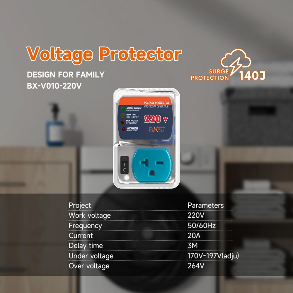 20A Heavy-Duty Surge Protector & Voltage Regulator for Refrigerators