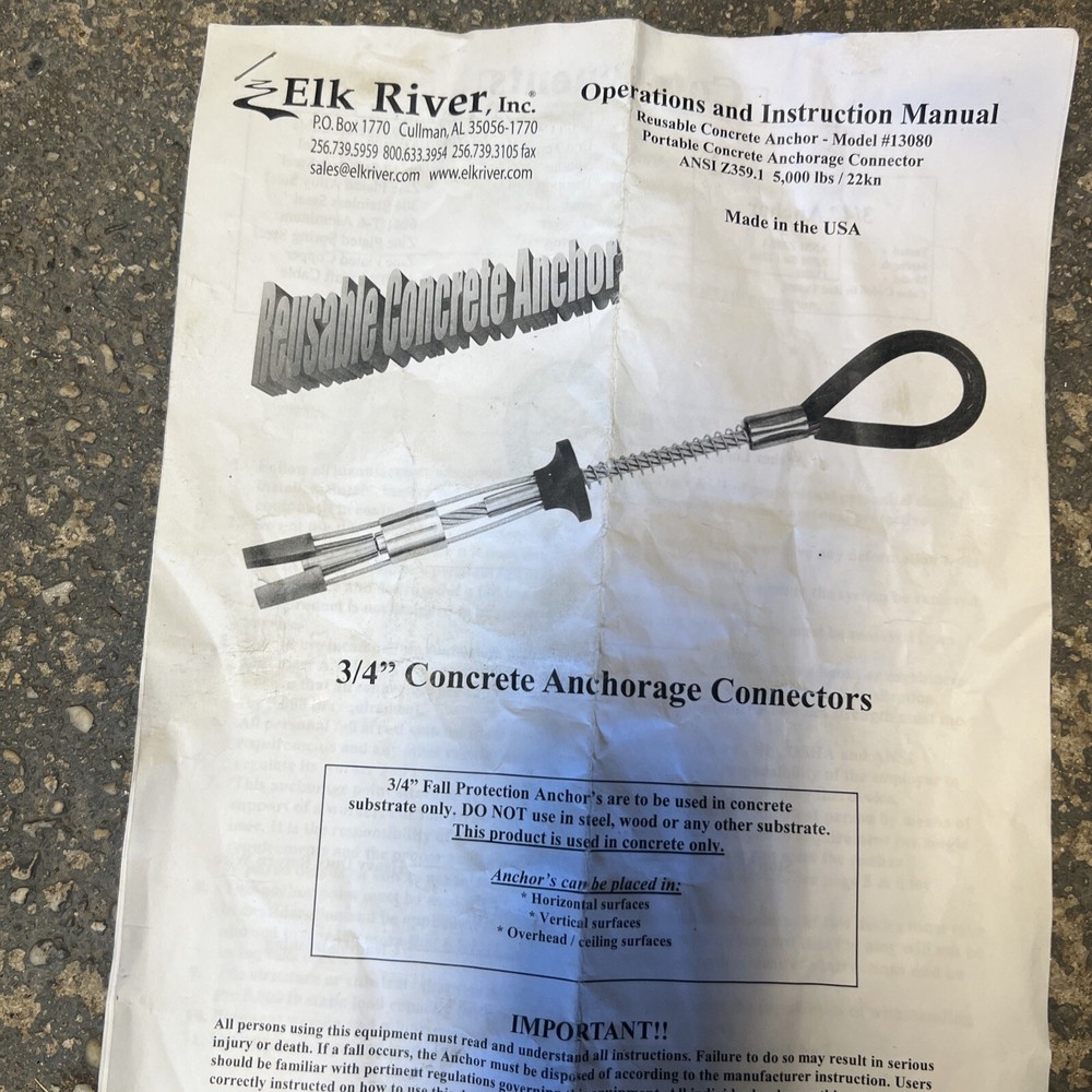 Elk River 13080 3/4” Concrete Anchor Connector