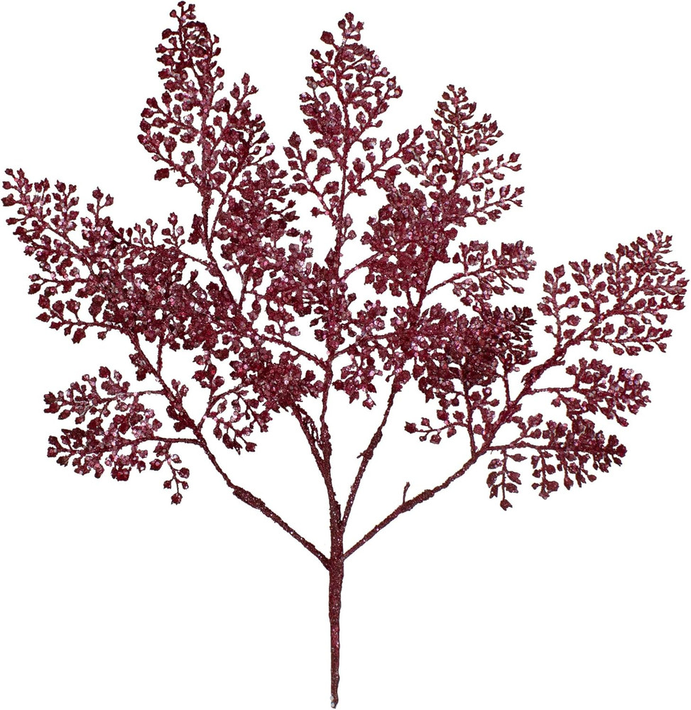 Glittered Leaves Artificial Christmas Spray - 18" - Deep Pink
