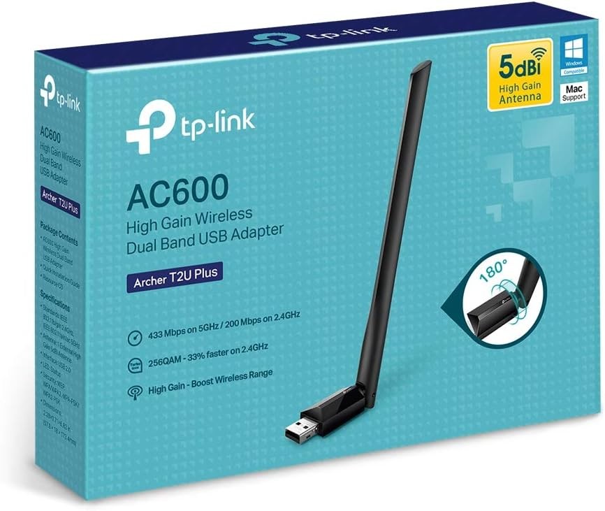 TP-Link AC600 USB WiFi Adapter for PC (Archer T2U Plus)- Wireless Network Adapte