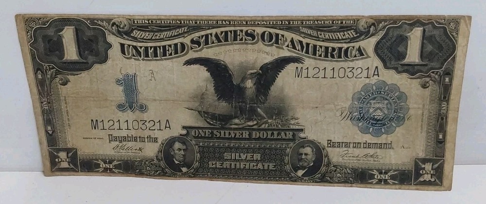 1899 1$ Black Eagle Silver Certificate - Serial# M12110321A (CIRCULATED)