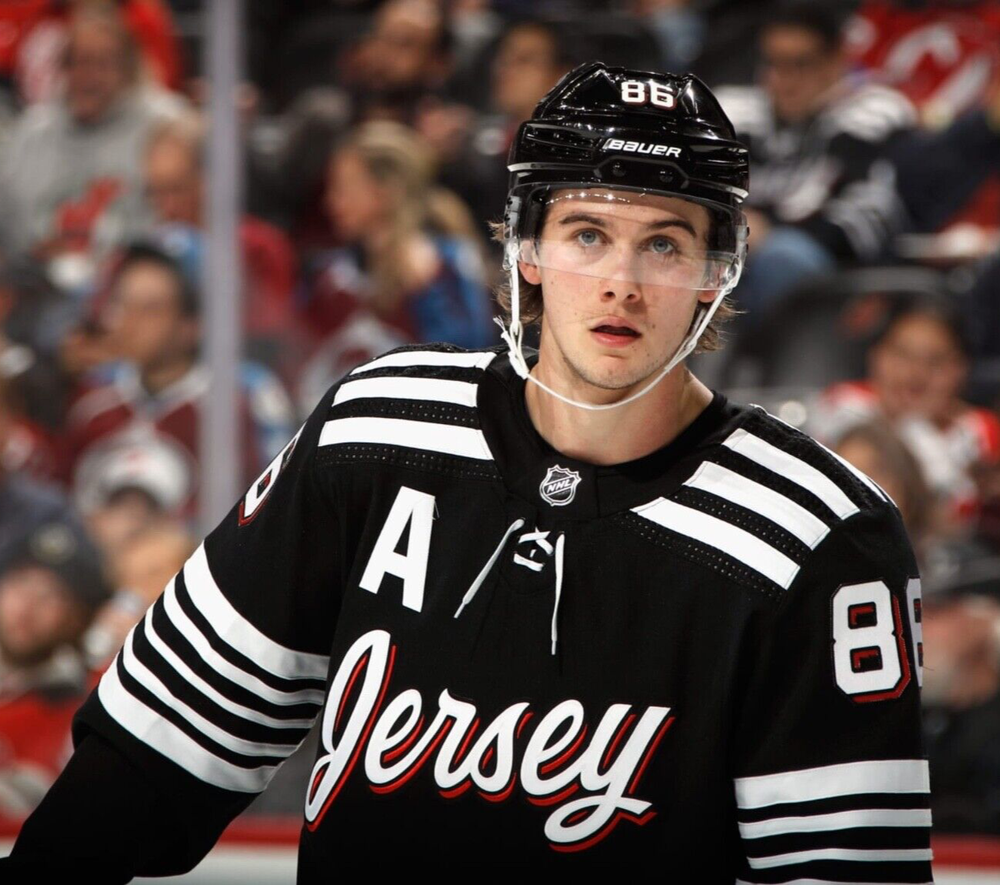 2021- New Jersey Devils third alternate jersey Alternate Captain A patch Hughes