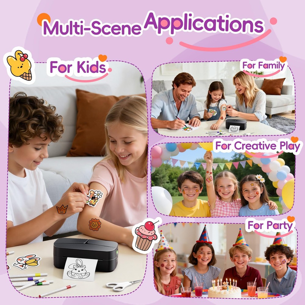 Phomemo TK32 Sticker For Kids Maker Upgrade Kit Temporary Tattoo Maker, Easy...