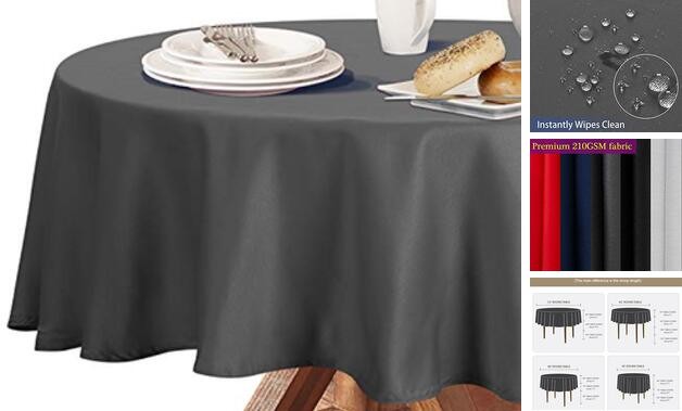 210GSM Round Table Cloth, Water Resistance Microfiber 60" (Round) Grey