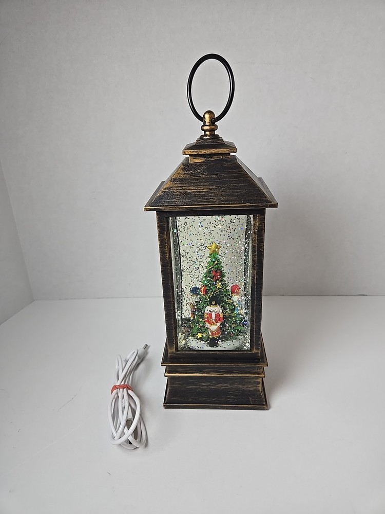 Christmas snow globe lantern With Tree & Nutcrackers - Battery Or DC.