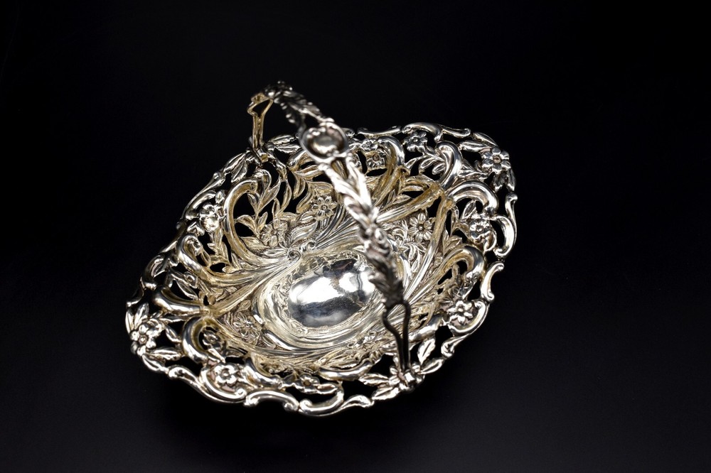 Victorian Sterling Silver Swing Basket Dish 1894