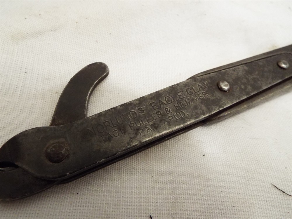 Antique Norlund Eagle Claw Patent Applied Tack Hammer Puller Upholstery Tool