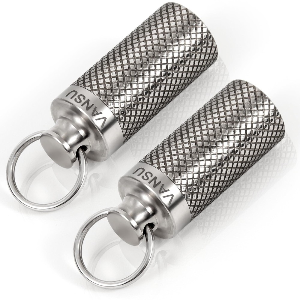 VANSU Titanium Waterproof Keychain Pill Tiny-silver-2 Pack, Silver-2 Pack
