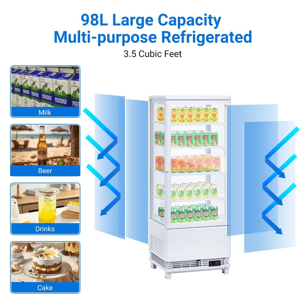 Refrigerator Display Case 3.5 Cu.Ft, Refrigerated Display Fridge for Pastry Cake