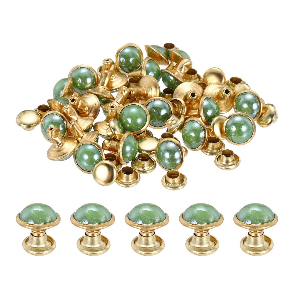 7.5mm Turquoise Studs Rivets, 45 Sets Leather Rivets, Green