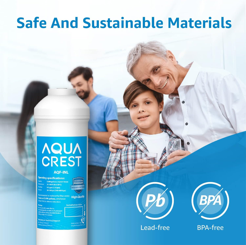 AQUA CREST 5 Years Capacity -Inline Water Filter for Refrigerator with 1/4-Inch