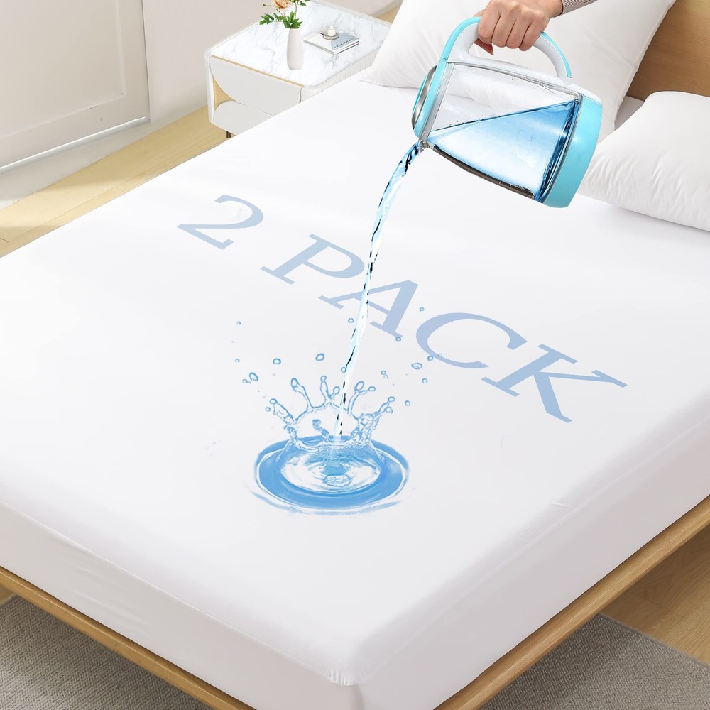 2 Pack King Size Premium Waterproof Mattress Protector, Soft Breathable Mattr...