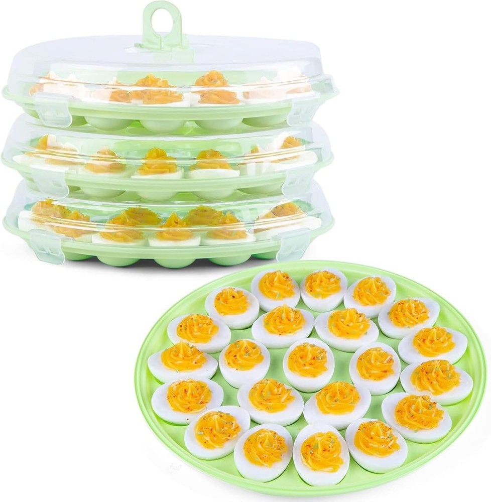 Deviled Egg Carrier Tray with Lid 66 Slots