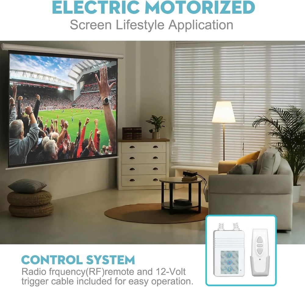 Electric Projector Screen with Remote, 120 inch Projector Screen, Automatic A...