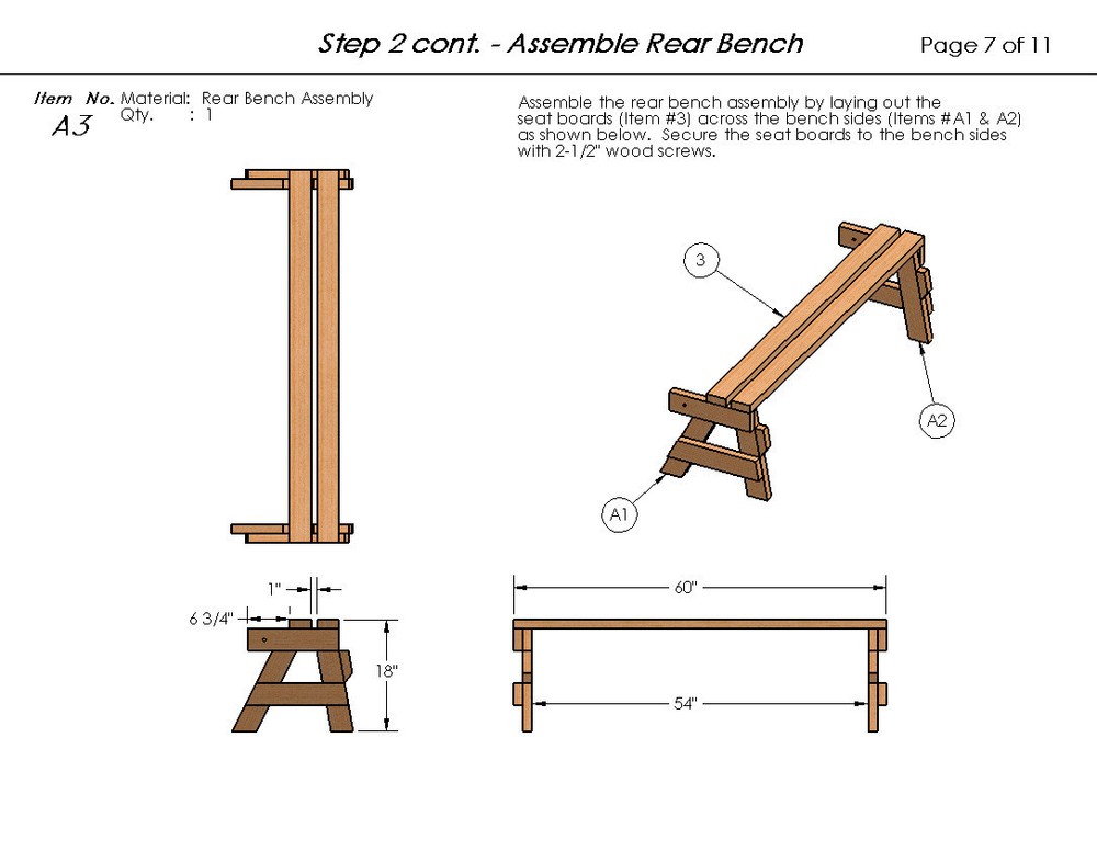 Convertible Benches to Picnic Table Combination Building Plans