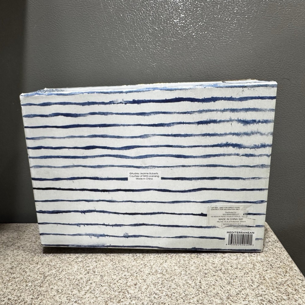 3 Decorative Stacking Paperboard Boxes Small Suitcase-Style Nautical Theme EUC