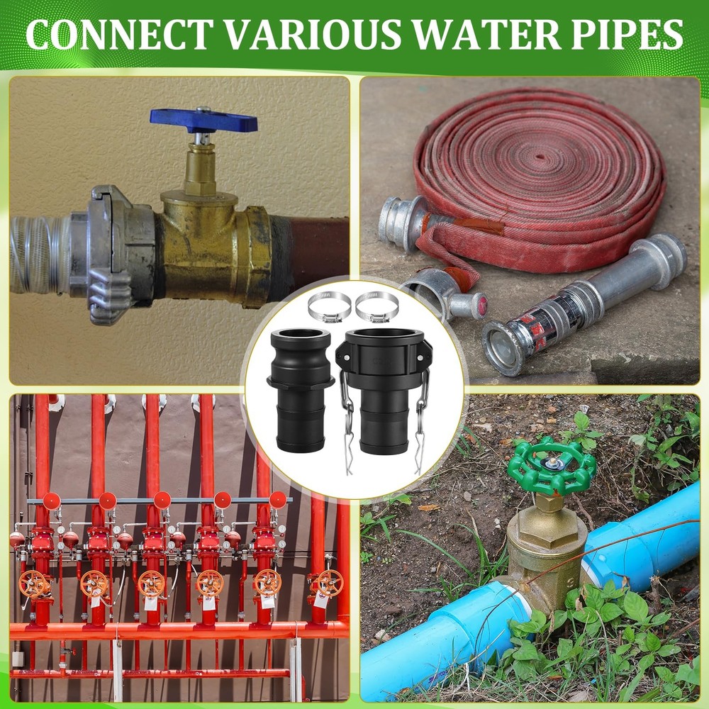 2 Sets 2 Inch Type C & E Polypropylene Camlock Hose Fitting Kit Industrial