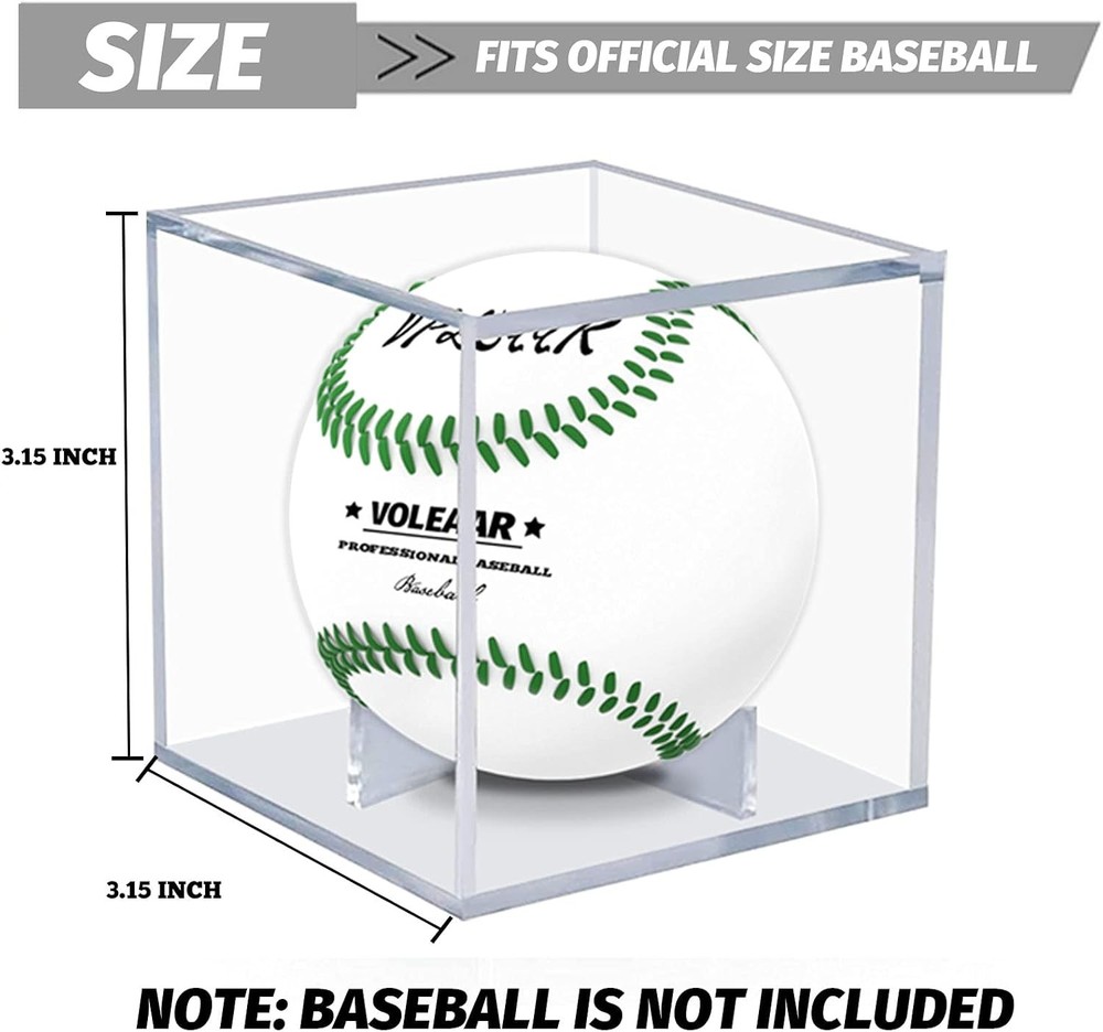 4 Pack Baseball Display Case, UV Protected Acrylic 4 PACK (Color Box), Clear