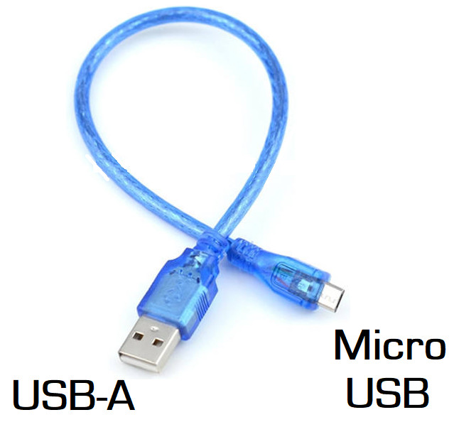 USB Cord Cable Type A to Micro USB (Android-style), Short (approx 1 ft overall)