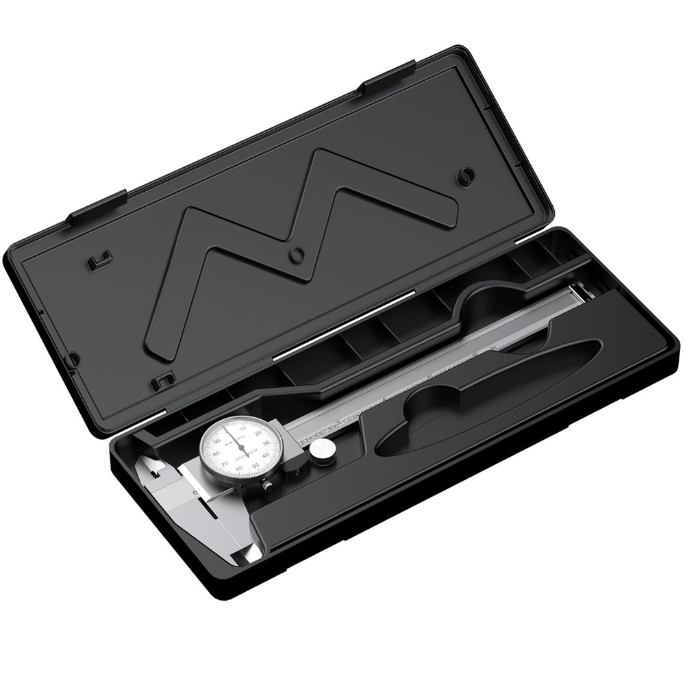 Shockproof Dial Caliper, 0-6 Range, 0.001 Resolution, 4-Way Measurement