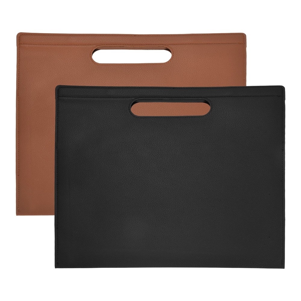 2Pcs PU Leather A4 File Folder with Magnetic Closure, Brown, Black
