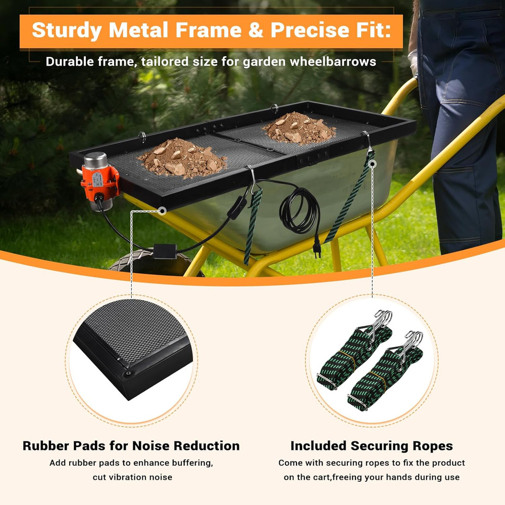 Powerful 30W Vibrating Soil Sifter - Efficient Compost & Rock Screening Tool