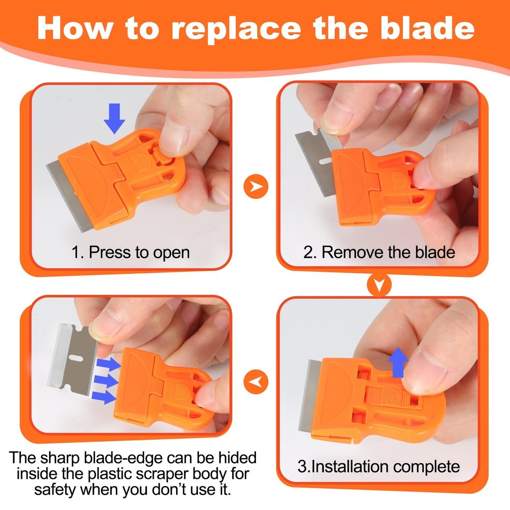 WEGAZ-4 Pcs Mini Plastic Razor Blade Scraper Tool-Suitable for Cleaning...