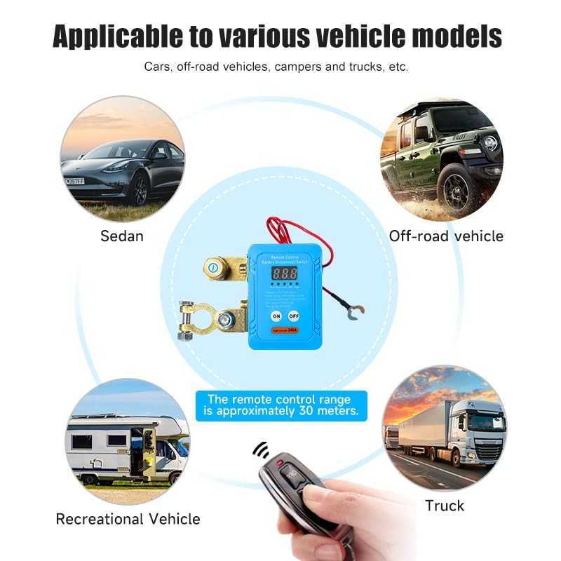 12V 240A Remote Battery Disconnect Switch, Kill Switch for Led Voltage Display