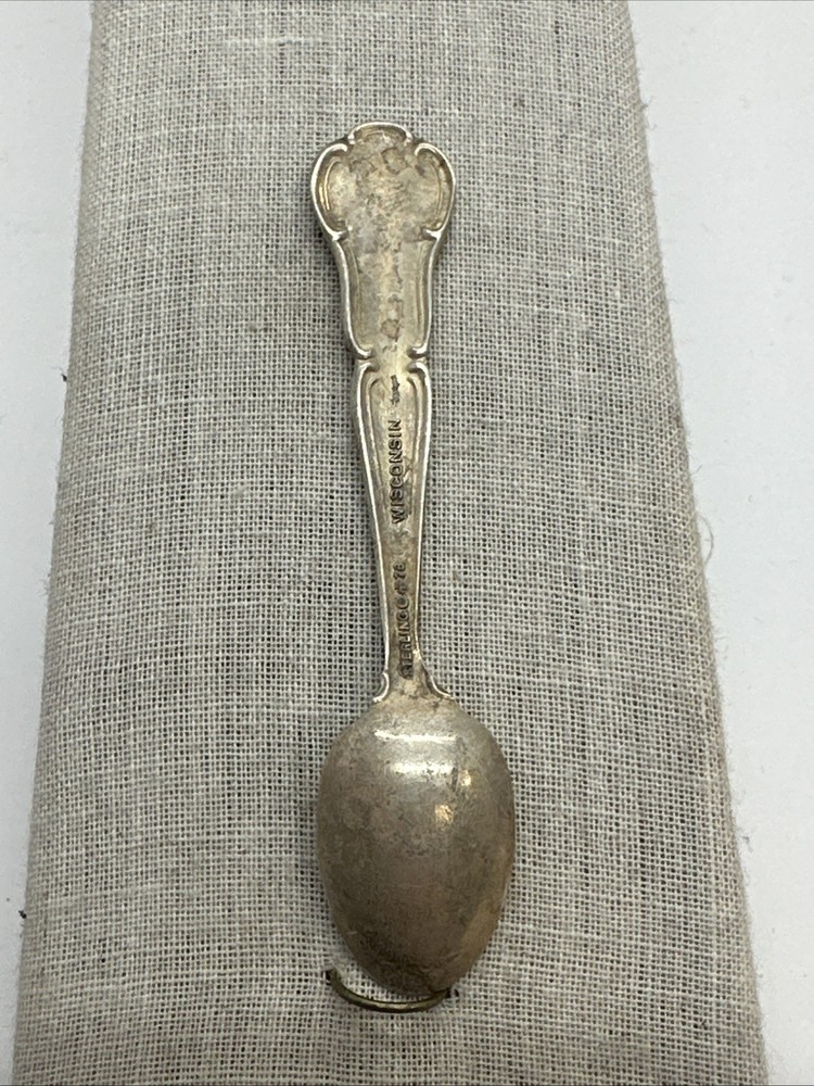Franklin Mint Sterling Silver State Flower Salt Spoon-Wisconsin