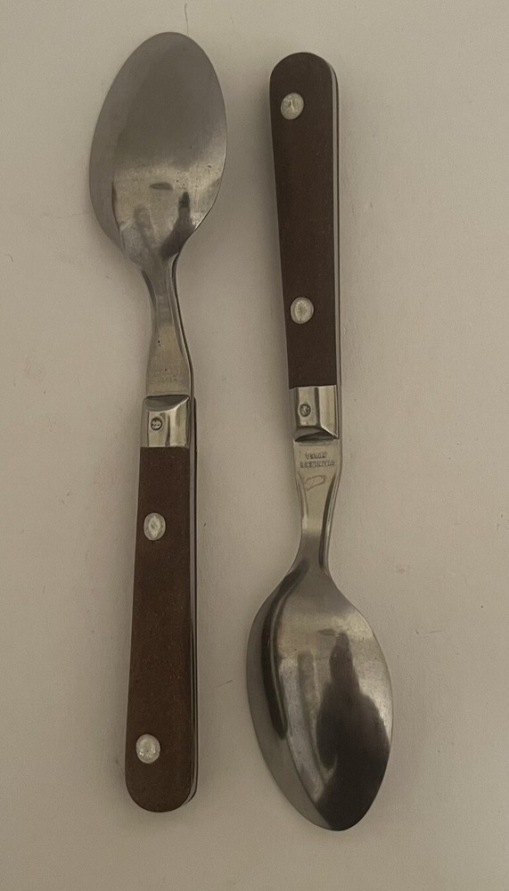 2 Tsps Washington Forge? Mardi Gras Stainless Brown Plastic Riveted Handle Korea