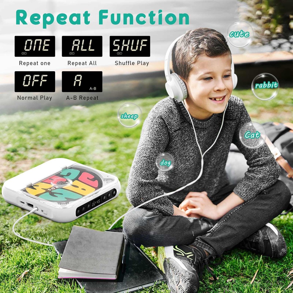 Multi-function CD Player 5V2A BT 5.3 CD/USB/3.5mm AUX Great Choice For Learning