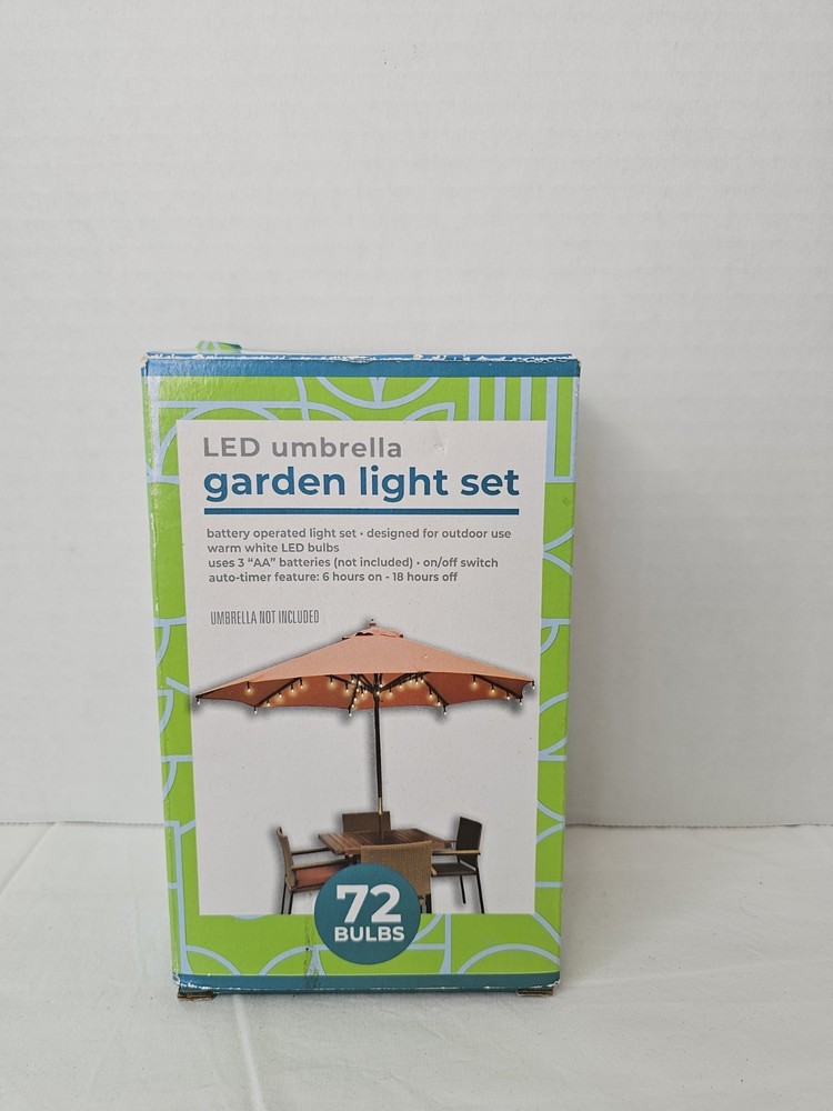 🖤 Rite Aid LED String Light 72 Warm White Bulbs Battery Auto-Timer Outdoor