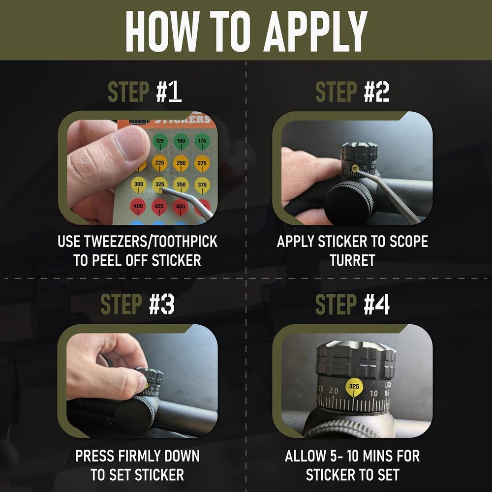 VALUE PLUS 10 Rifle Scope Turret Sticker Sheets- Dope Multi Color