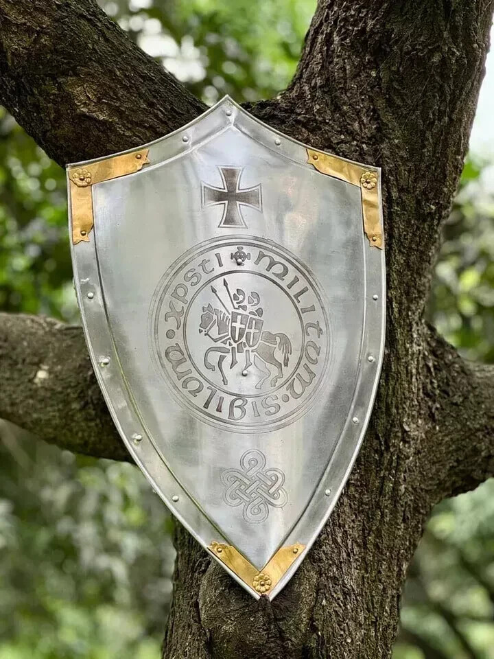 Knight Templar Crusader Shield – Medieval Decor Armor Prop | LARP Halloween Gift