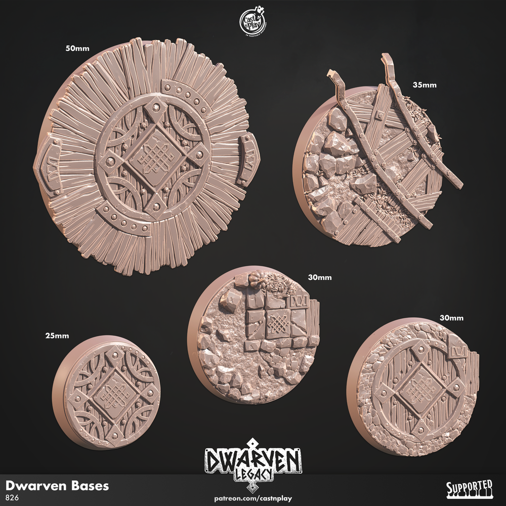 CastnPlay #826b Dwarven Circle Bases - 30mm - A