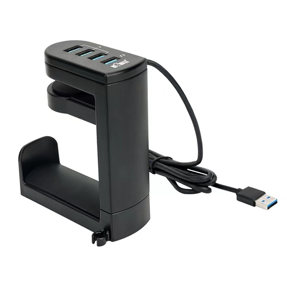 360° Rotation Headset Holder Earphone Storage Hook Stand 4-Port USB Data Hub bn