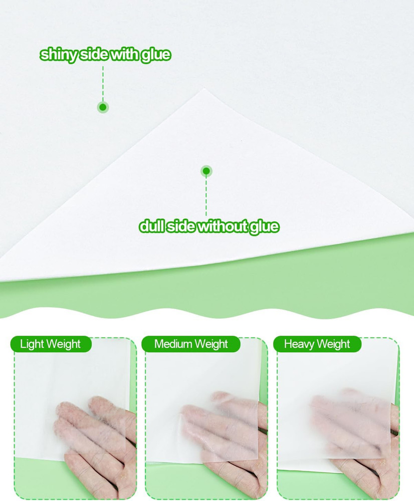 Double Sided Iron On Adhesive Sheets: 20 PCS Heavy Weight A4 Size Double-Sided P