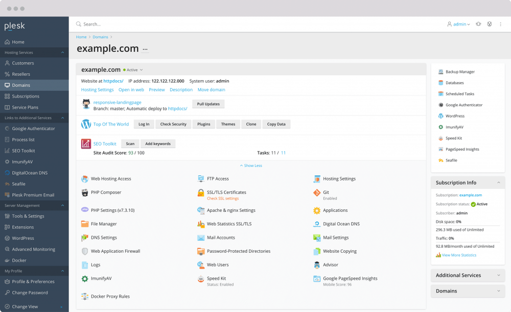 Plesk Web Admin Edition for VPS