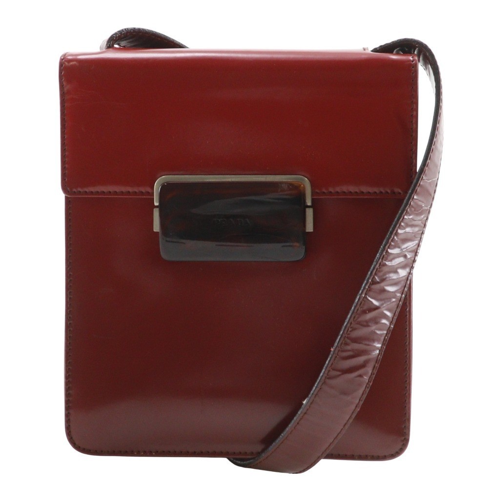 PRADA Shoulder Bag Gradation Red enamel Women