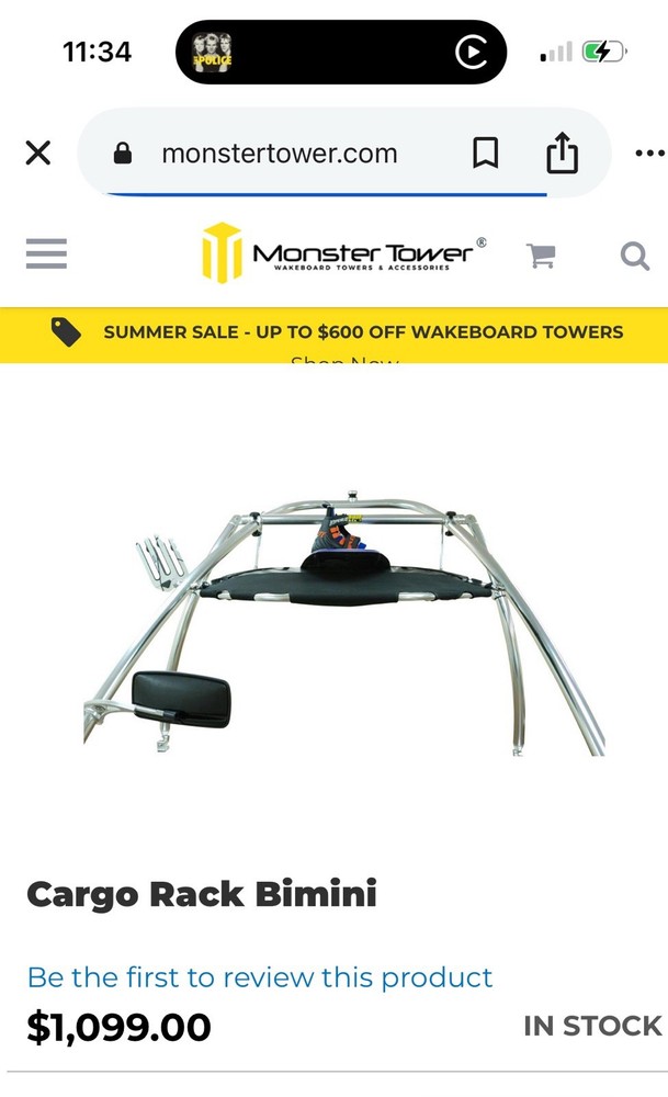 Used Bimini Tower Rack For Monster Tower
