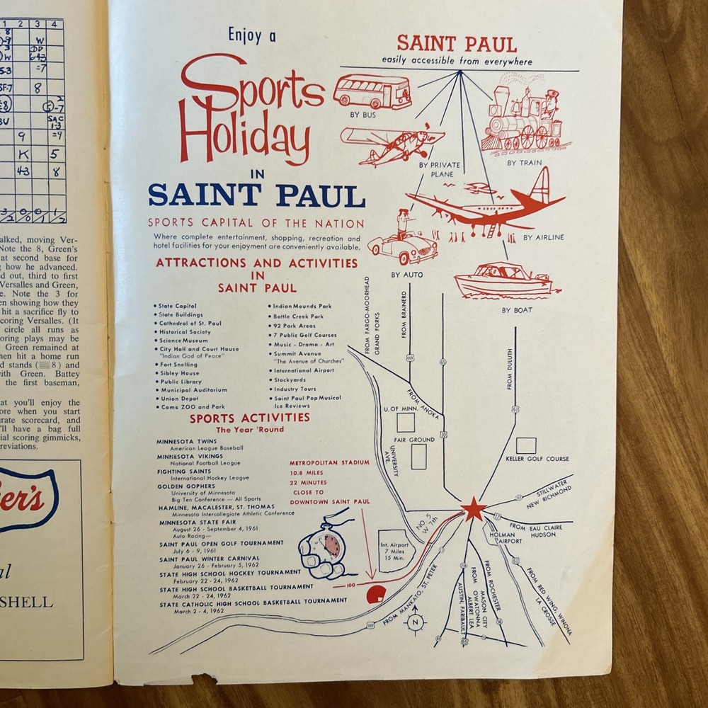 1961 Minnesota Twins First Home Game Series Program v Senators - Scored